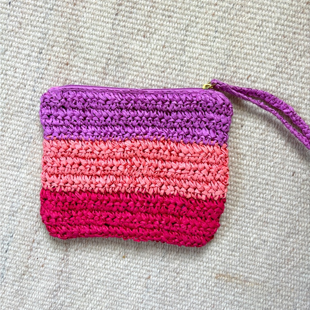 J. Crew Purple and Pink Ombré Crochet Clutch
